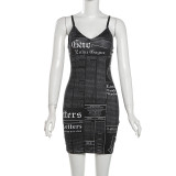 Summer Fashion Women's Printed Sleeveless V-Neck Sexy Strap Slim Dress