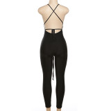 Women Summer Crossover Lace-Up Sexy Backless Jumpsuit