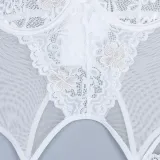 Women Leg Socks Flower Embroidered Sexy Lingerie Three-Piece