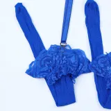 Women Leg Socks Flower Embroidered Sexy Lingerie Three-Piece