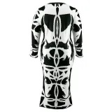 Plus Size Women's Sexy U Neck Long Sleeve Dress