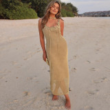 Summer Women's Sexy Hollow U-Neck Sleeveless Knitted Slim Dress