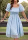 Women Casual Embroidered Square Neck Sunflower French Dress