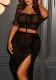 Plus Size sexy see through lace two-piece skirt set