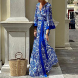 Spring Summer Women's Fashion Chic Printed Bohemian Maxi Dress