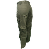 Women Pocket Cargo trousers Wide Leg Straight Washed Denim Pants