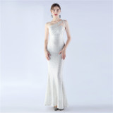 Luxury Sequin Slash shoulder Mermaid Plus Size Formal Party Evening Dress