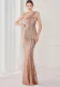 Luxury Sequin Slash shoulder Sleeveless Mermaid Plus Size Formal Party Evening Dress