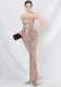 strap feather sequin evening dress luxury Formal Party gown