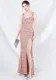 Luxury strap sequined long evening gown