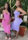 Women Stretch Solid Ribbed Strapless Off-Shoulder Bodycon Dress