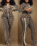 Women autumn and winter printed trendy Top and Pant 2-piece set