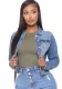 Women Stretch Trendy Washed Denim Jacket