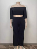 Plus Size Women Top and Loose Pant Two-piece Set