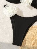 Women 3D Flower Bikini Strapless Sexy Swimwear Two Pieces