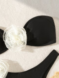 Women 3D Flower Bikini Strapless Sexy Swimwear Two Pieces