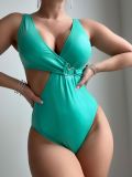 Solid Color Irregular Hollow Fashion One-Piece Swimsuit