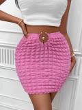 Summer Casual Women's Solid Slim Waist Metallic Bodycon Skirt