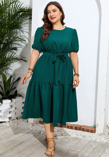 Summer Solid Color Short Sleeve Casual Women's Plus Size Dress