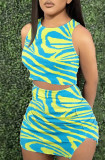 Women Printed Sleeveless Top and Shorts Two-piece Set