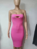 Women Stretch Solid Ribbed Strapless Off-Shoulder Bodycon Dress