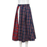 Patchwork Contrast Plaid Women's Skirt