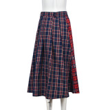 Patchwork Contrast Plaid Women's Skirt