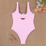 Solid Color Flower Sexy High Stretch Strap One Piece Women's Swimsuit