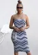 Summer Women's Printed Strapless Slim Dress