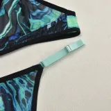 Mesh Printed Sexy See-Through Four-Piece Lingerie Set