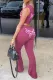 Fashion Print Hollow Sleeveless Two Piece Pants Set
