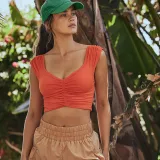 Pleated Wide Shoulder Strap Yoga Vest Slim Fit Sexy Women's Sports Bra With Chest Pads