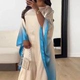 Abaya Women Muslim Dress Long Sleeve Printed Summer Maxi Dress