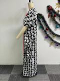 Sexy Printed Contrast Patchwork Long Loose Dress