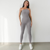 Quick-Drying Ribbed Yoga Jumpsuit One-Piece Sleeveless Stretch Tight Fitting Romper