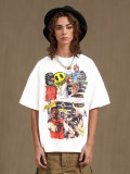 Plus Size Women Summer Street Print Half-Sleeve T-Shirt