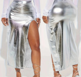 Women Elegant Slit Asymmetric Skirt