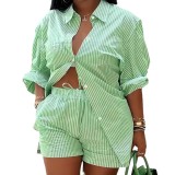 Plus Size Women Printed Top and Shorts Two-piece Set