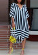 Plus Size Women Summer Striped Printed Short Sleeve Loose Casual Shirt Dress