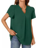 Women summer v-neck petal sleeve shirt