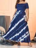 Plus Size Women Elegant Off Shoulder Dress