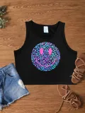 Women Casual Crop Letter Print Top