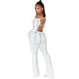 Women Casual Ripped Backless Knitting Jumpsuit