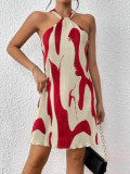 Women Sleeveless Printed Halter Neck Dress