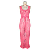 Summer Women Tethered Mesh Knitting Beach Maxi Dress