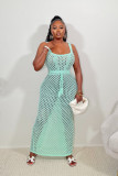 Summer Women Tethered Mesh Knitting Beach Maxi Dress