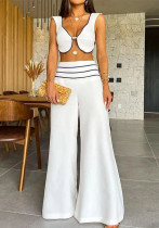 Women Contrast Color Sexy Vest And Pant Two-piece Set