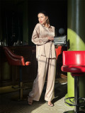 Women Loose Long Sleeve Top and Casual Wide Leg Pants Two-piece Set