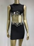 Women Sexy Embroidered Top and Bandage Skirt Two-piece Set