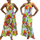 Women halter print dress